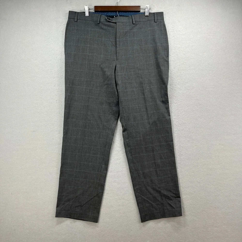 Lauren Ralph Lauren Dress Pants Mens 36x32 Grey Glen Plaid Stretch Preppy Office